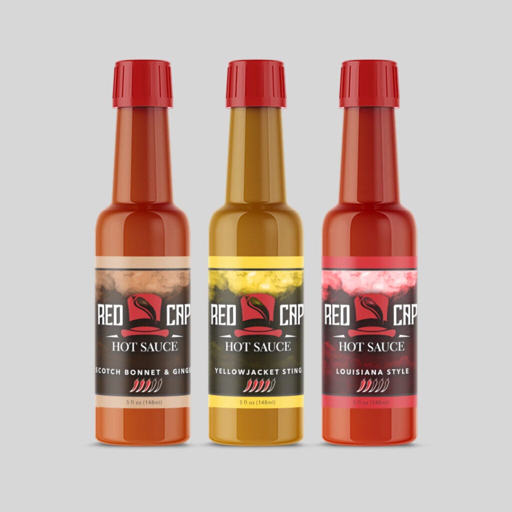 RedCapHotSauce AllBottlesMockup
