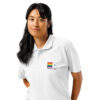 Unisex premium pique polo shirt white left front 69b05d9f7579d.jpg