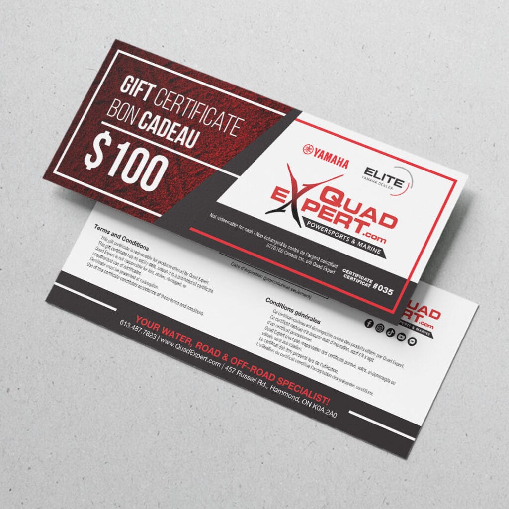 Quad Expert : Bon cadeau 2026.06 GiftCertificate